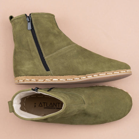 Women's Olive Leather Boots