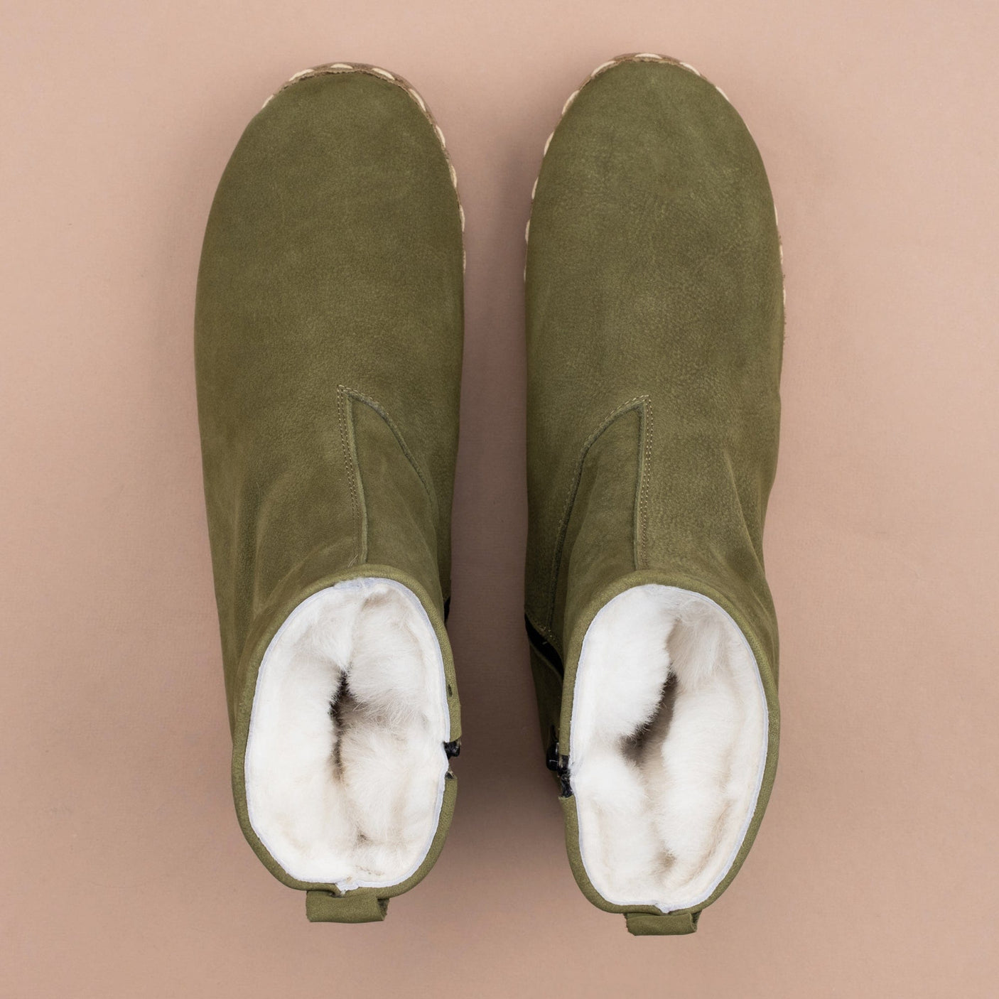 Women's Olive Shearling Boots