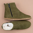 Men's Leather Olive Shearling Boots