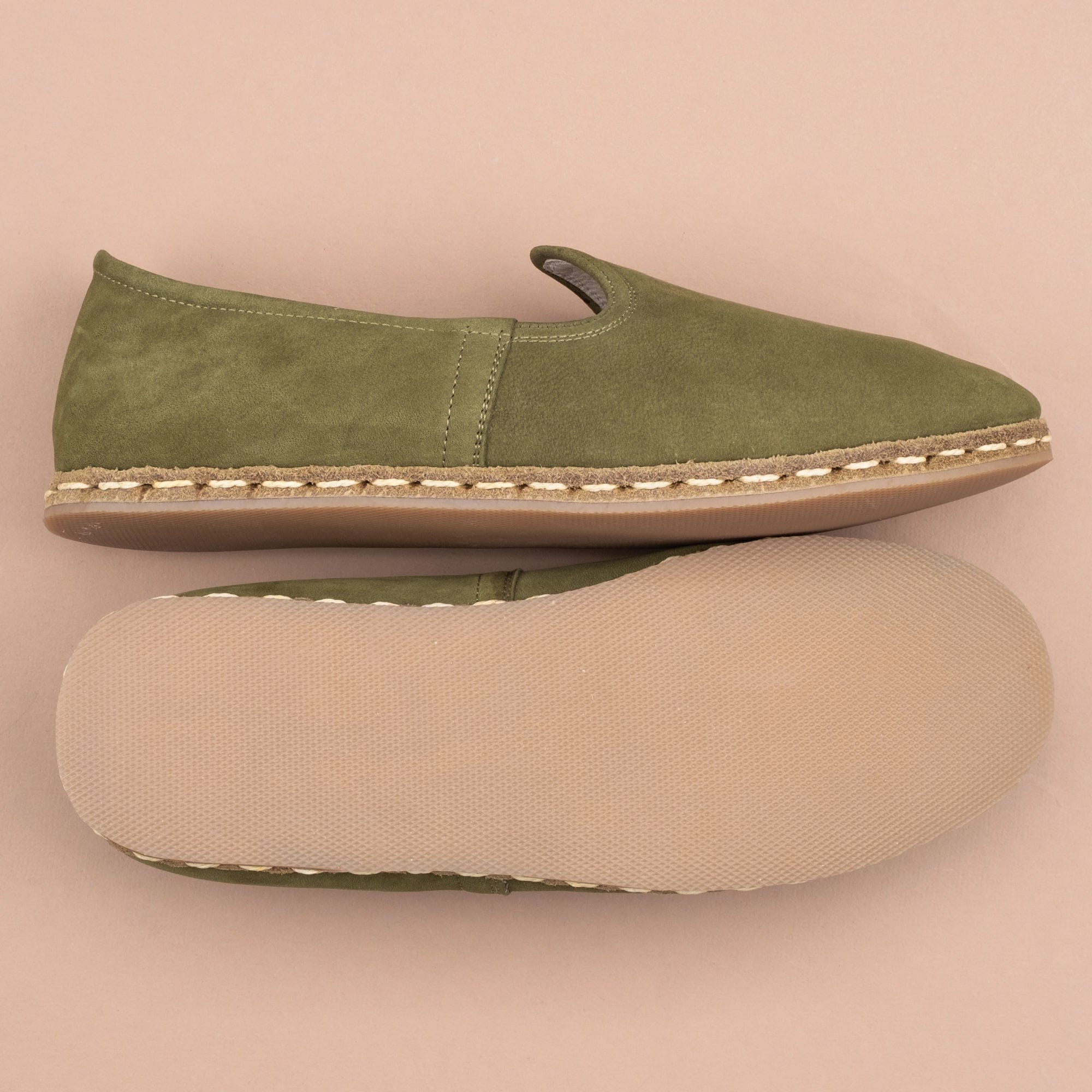 Erkek Olive Nubuk Ayakkabı - Erkek Slip-On : Atlantis Handmade
