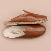 Women's Antique Brown Leather Slippers