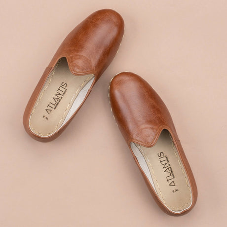 Antikbraune Slip-On-Schuhe für Damen