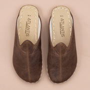 Men's Leather Coffee Barefoot Slippers