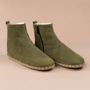 Women's Olive Shearling Boots