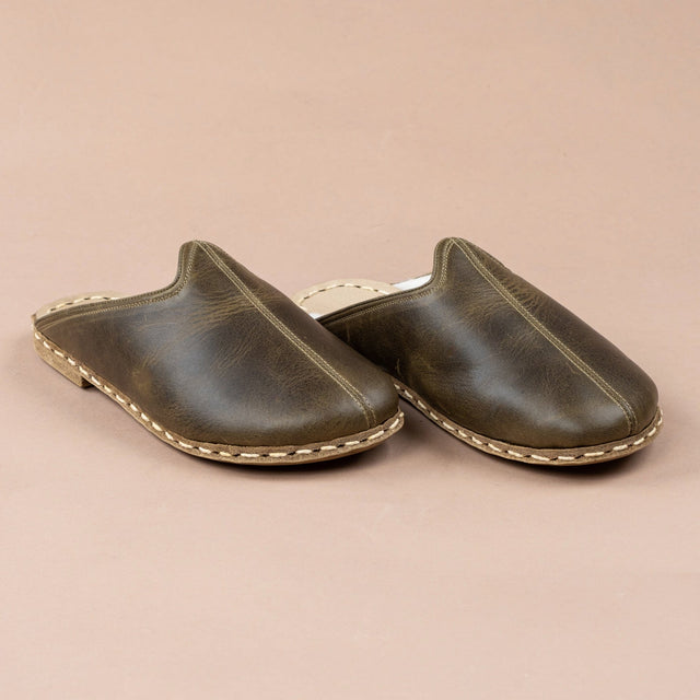 Erkek Yeşil Barefoot Kürklü Terlik