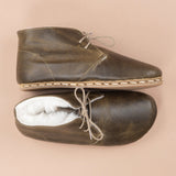 Men's Green Barefoot Oxford Boots with Fur