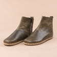 Women's Green Leather Barefoot Boots