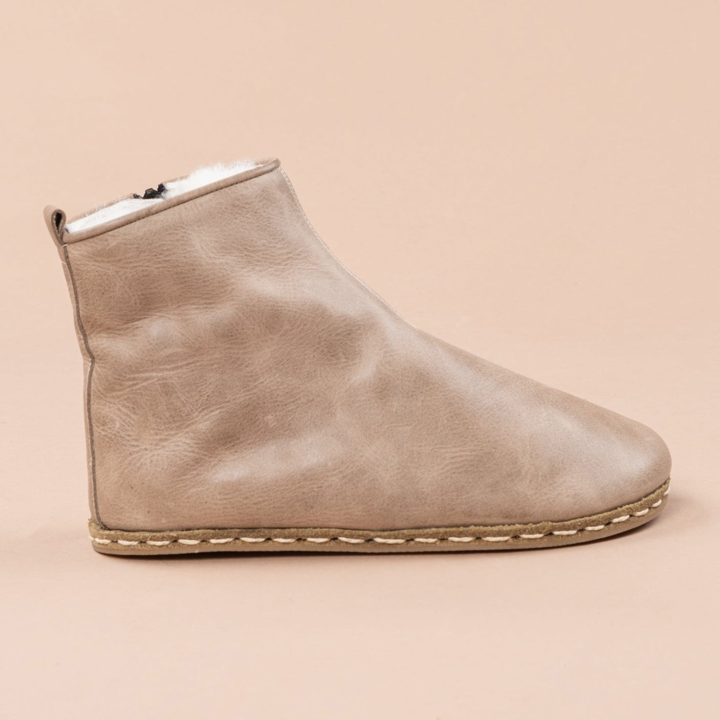 Women's Tan Barefoot Boots with Fur