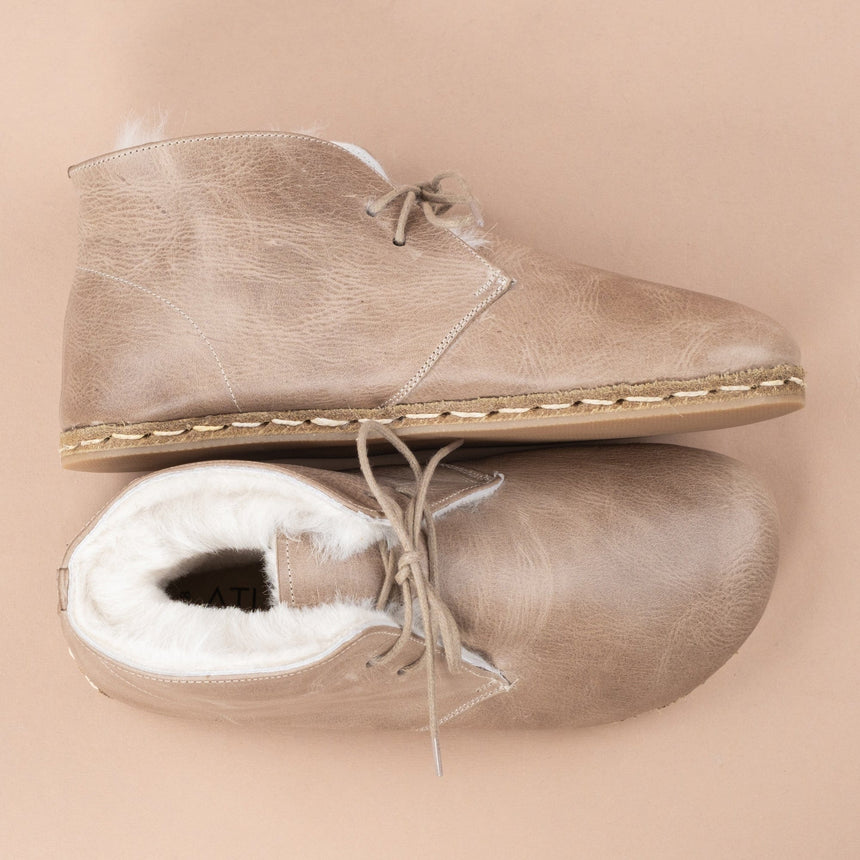 Kadın Kürklü Tan Barefoot Oxford Bot