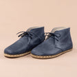 Men's Leather Blue Barefoot Boots with Laces