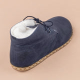 Women's Blue Barefoot Oxford Boots with Fur