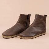 Women's Coffee Leather Barefoot Boots
