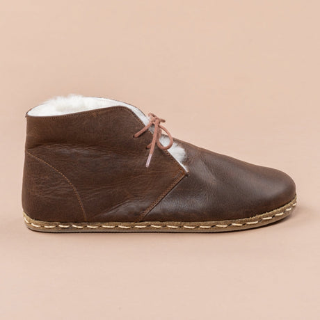 Kadın Kürklü Coffee Barefoot Oxford Bot