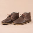 Men's Leather Coffee Barefoot Boots with Laces