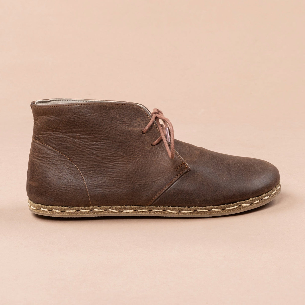 Men's Coffee Barefoot Boots with Laces