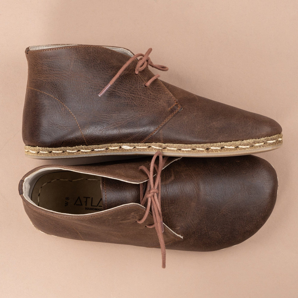 Men's Coffee Barefoot Boots with Laces