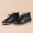Men's Leather Black Barefoot Boots with Laces