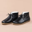 Men's Leather Black Barefoot Oxford Boots with Fur