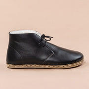 Men's Black Barefoot Oxford Boots with Fur