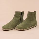 Men's Leather Olive Barefoot Boots