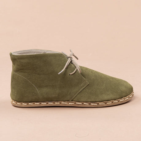 Women's Olive Barefoot Boots with Laces