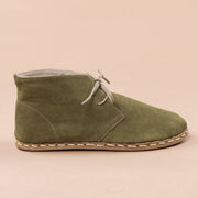 Women's Olive Barefoot Boots with Laces