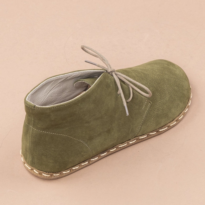 Kadın Bağcıklı Olive Barefoot Bot