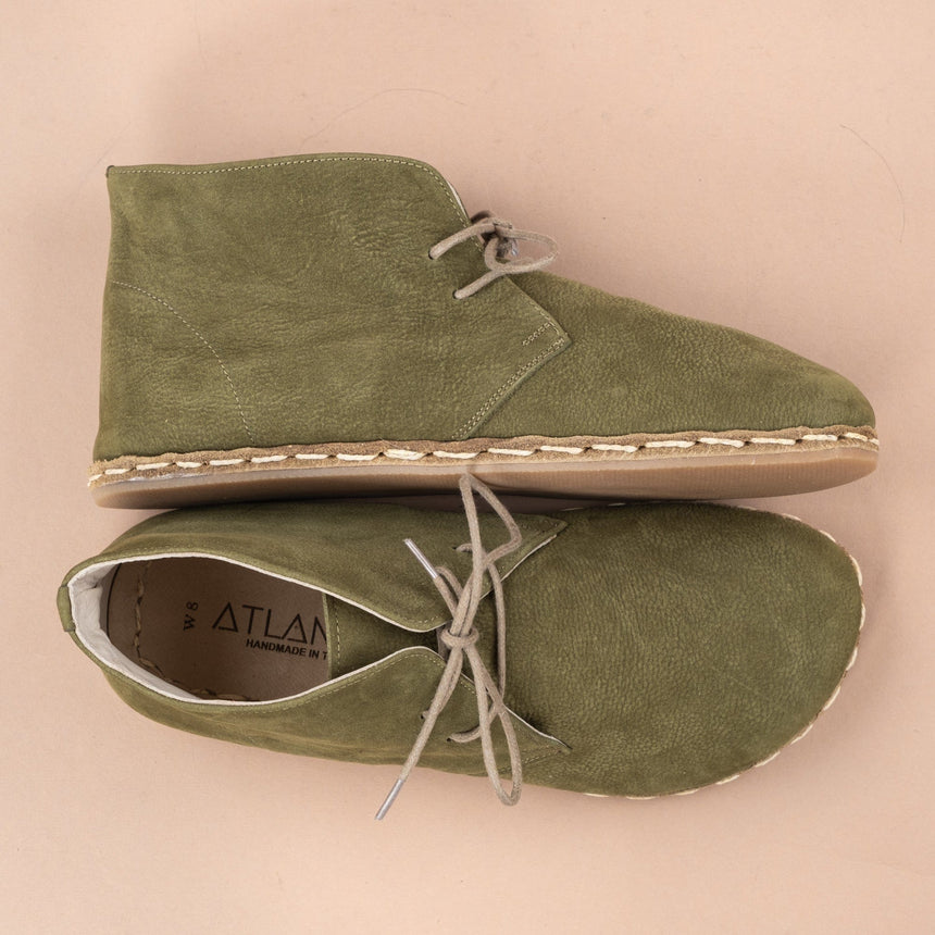 Kadın Bağcıklı Olive Barefoot Bot
