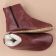 Women's Scarlet Leather Shearling Barefoot Boots with Fur