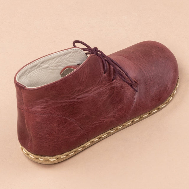 Scharlachrote Barfußstiefel für Herren mit Schnürsenkeln