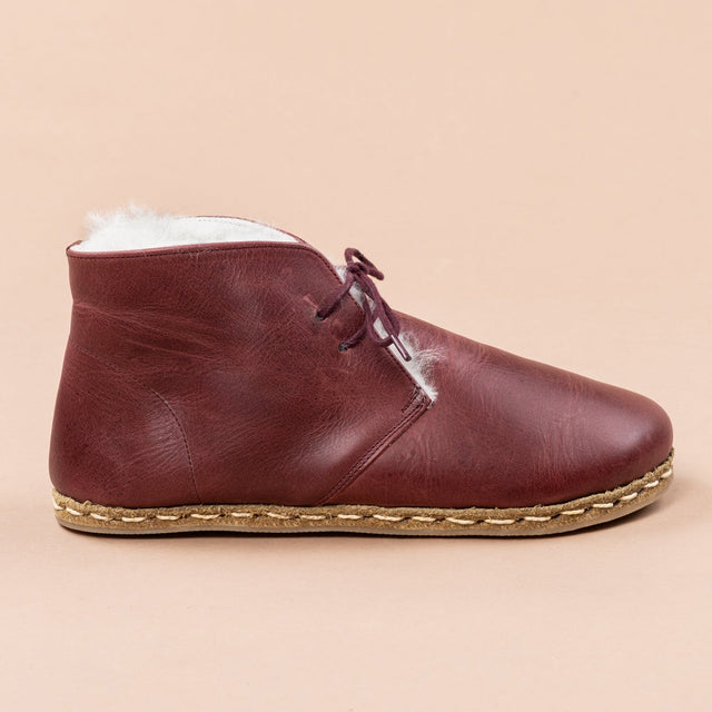 Kadın Kürklü Kırmızı Barefoot Oxford Bot