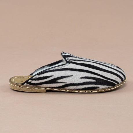 Erkek Zebra Barefoot Kürklü Terlik