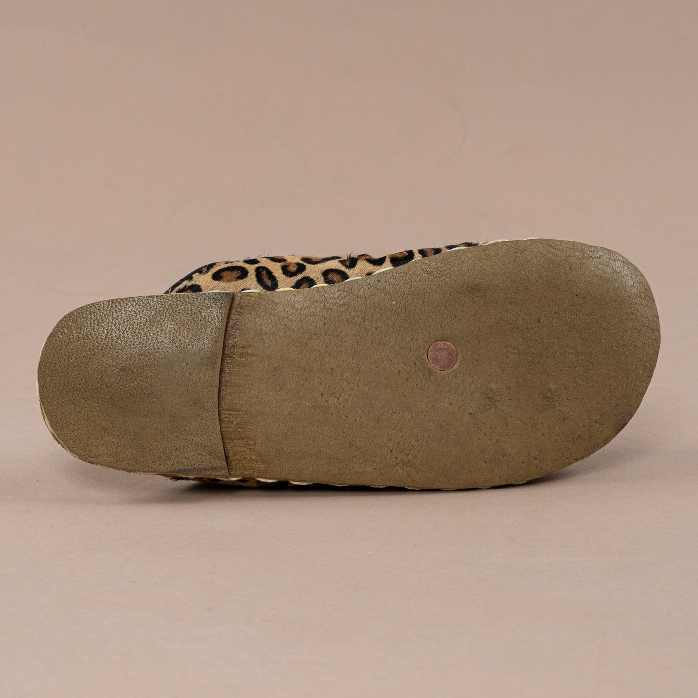 Kadın Leopar Desenli Barefoot Kürklü Terlik