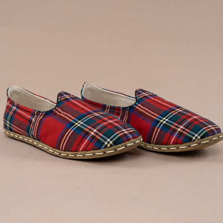 Men's Handmade Red Plaid Barefoots