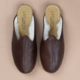 Women's Cafe Noir Leather Shearlings Slippers
