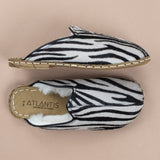 Kadın Zebra Desenli Barefoot Kürklü Terlik