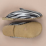 Kadın Zebra Desenli Barefoot Kürklü Terlik