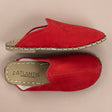 Men's Leather Red Barefoot Slippers