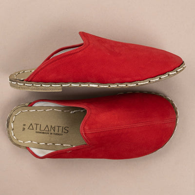 Women's Red Barefoot Leather Slippers