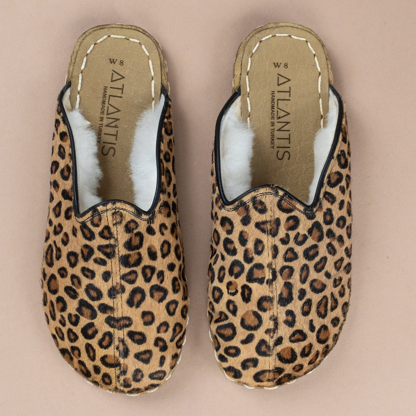 Women's Leopard Leather Barefoot Shearlings Slippers