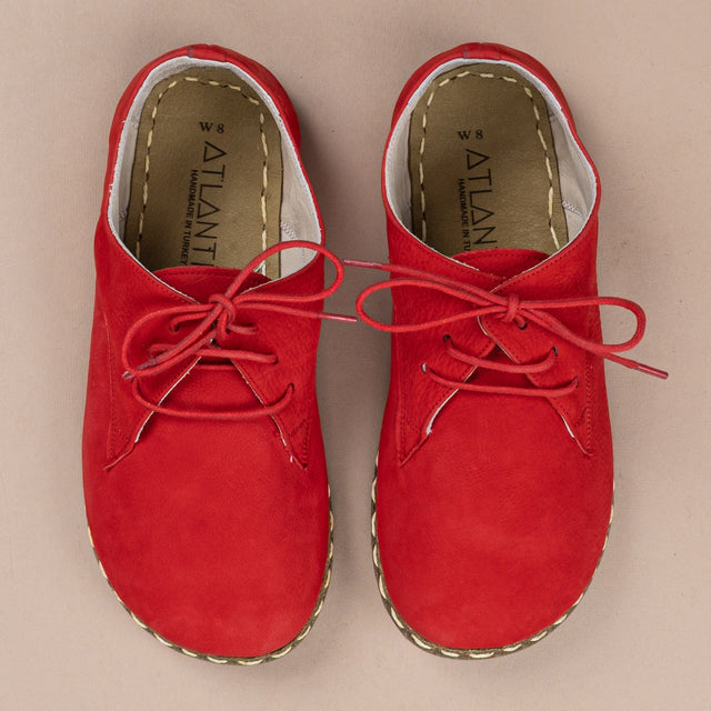 Women's Red  Leather Oxfords