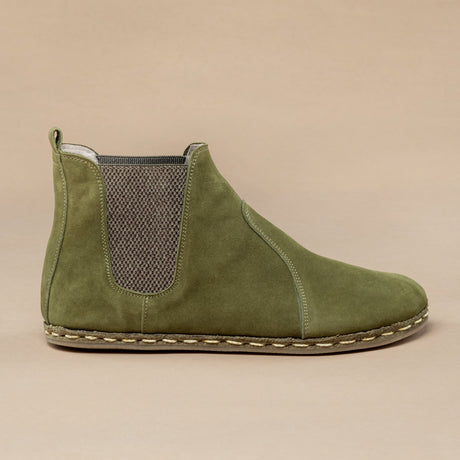 Women's Olive Leather Barefoot Chelsea Boots