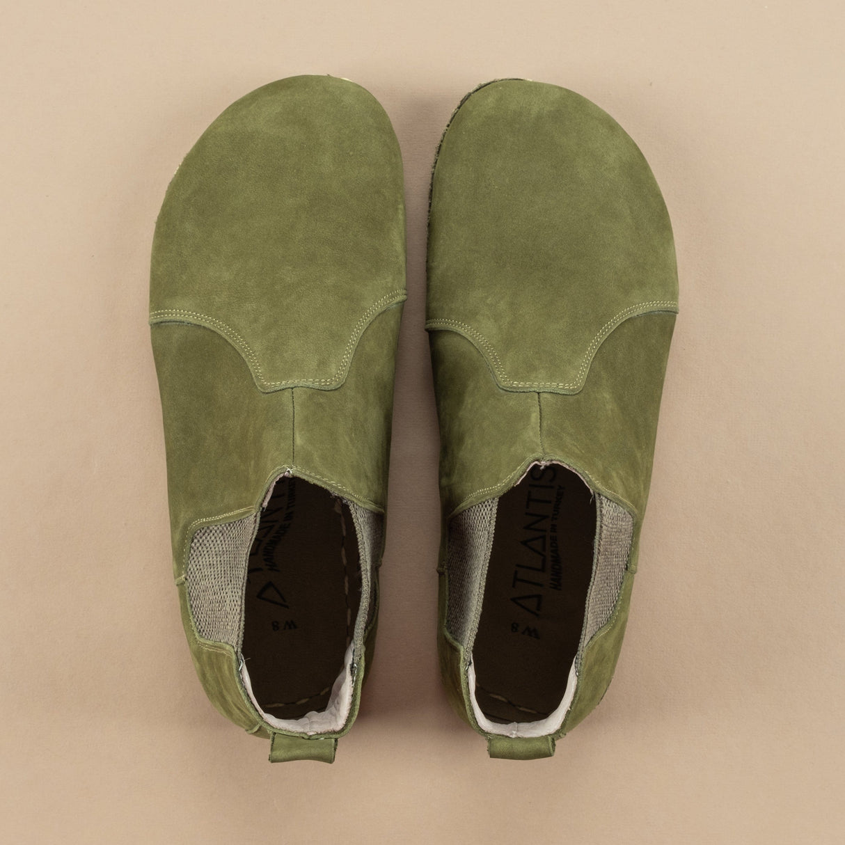 Olivgrüne Barfuß-Chelsea-Stiefel für Herren