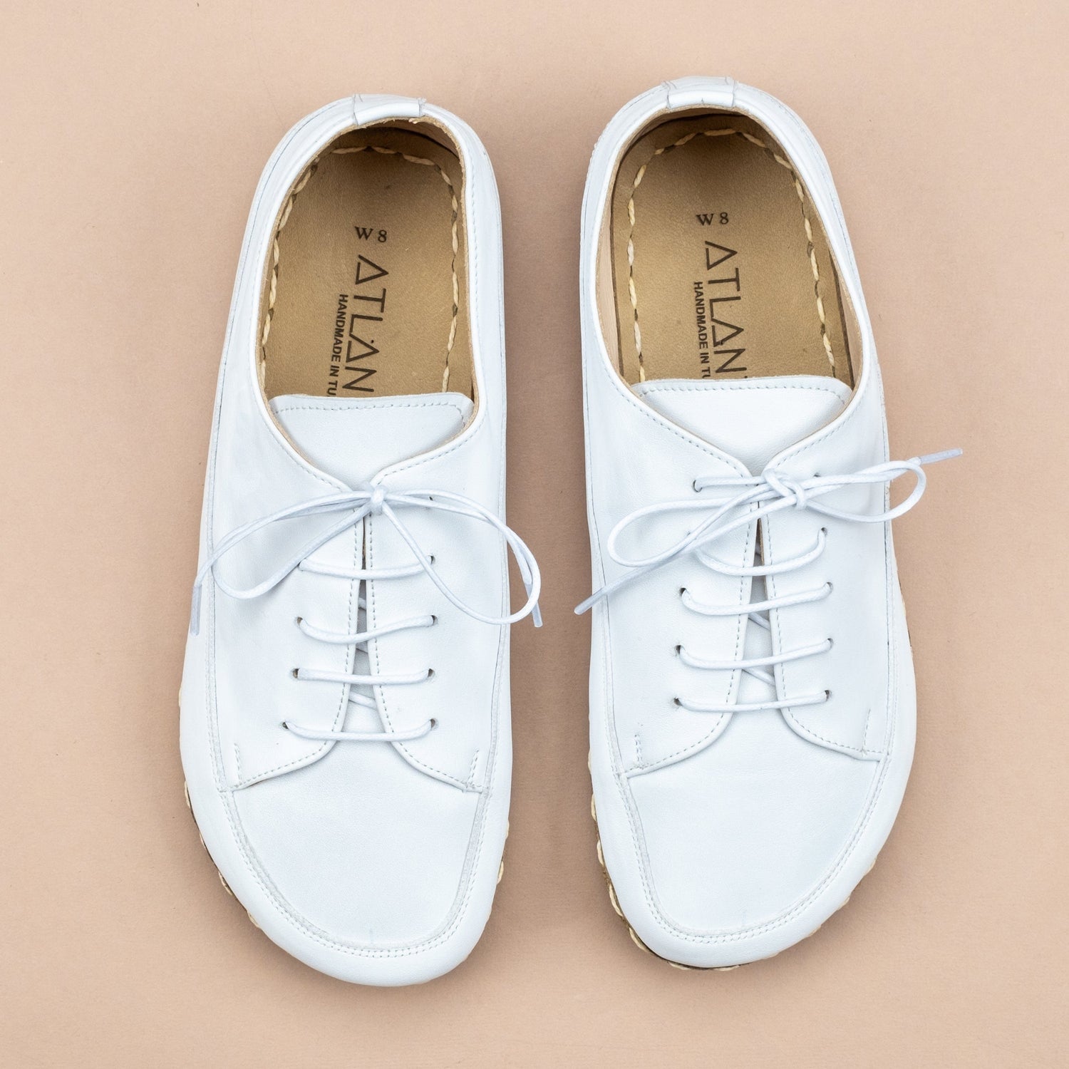 Men's White Barefoot Sneakers - Leather Outsole with Copper Rivet / Men / EU 43 / US 10 - 10.5 Men's White Barefoot Sneakers - Leather Outsole with Copper Rivet / Men / EU 43 / US 10 - 10.5