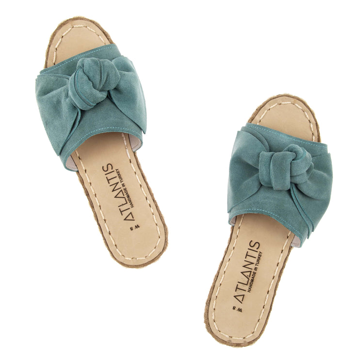 Green Bows Leather Sandals