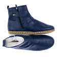 Women's Navy Leather Boots