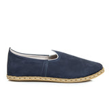 Women's Navy Blue Leather Slip On Shoes