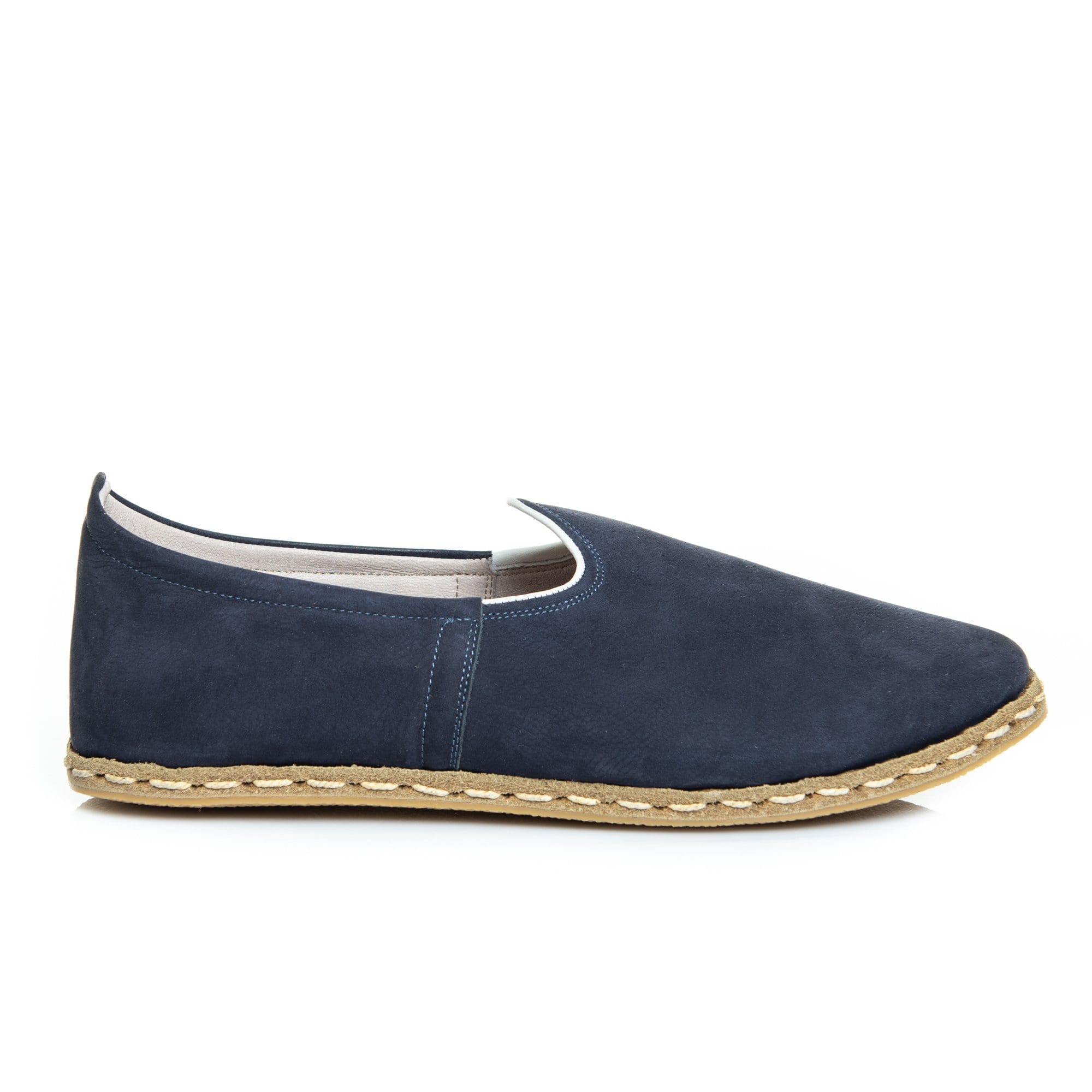 Women's Navy Blue Leather Slip On Shoes