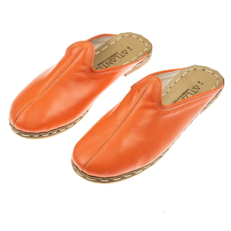 Orange Slippers - Turkish Slippers for Women & Men : Atlantis Handmade Shoes