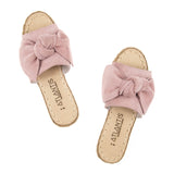Women's Powder Pink Bows Leather Sandals